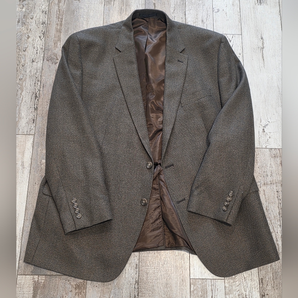 48R Men's Chaps Ralph Lauren Blazer Patterned Brown 2 Button Sport Coat